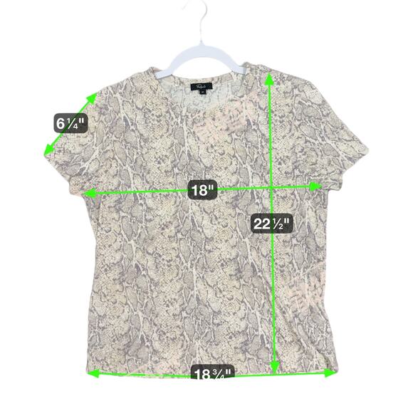 Rails Asher Snakeskin Short Sleeve Tee Women M Ivory‎ Animal Print Boho - Picture 6 of 6
